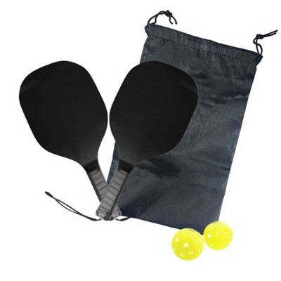 Wooden Pickleball Paddle Set with 2 Balls & Carry Bag